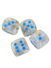 Dice - 4 pk - Clear Glitter